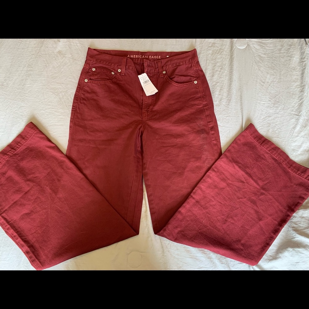 American Eagle Wide Leg Maroon Jeans
